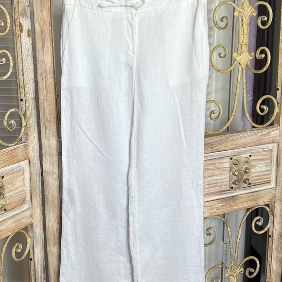 Blue Island Crisp Semi-Sheer White Linen Pants - Picture 11 of 14